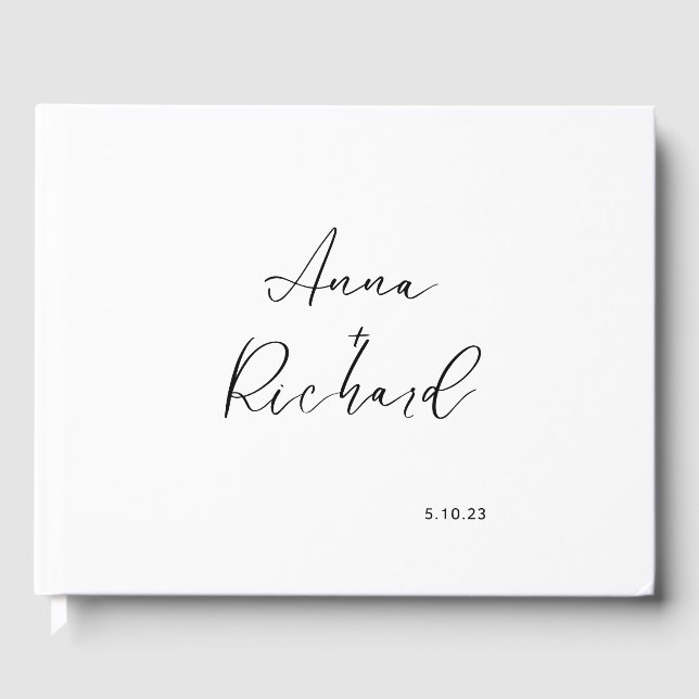 Livro De Visitas Guia de Casamento Mínimo Moderno Personalizado (Frente)