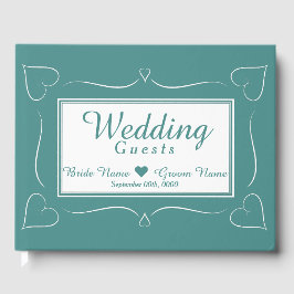Livro De Visitas Guia de Coração de Casamento de Teal Personalizado