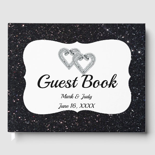 Livro De Visitas Guia do Black Glitter Diamond Hearts (Frente)