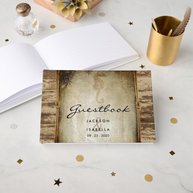 Livro De Visitas Guia do Design de Madeira Náutica Russo (Frente aberta)