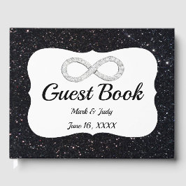 Livro De Visitas Guia do Infinito do Diamond com Glitter Preto