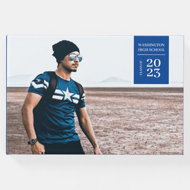 Livro De Visitas Guia Foto Simples Graduação Blue Guest Book (Frente)