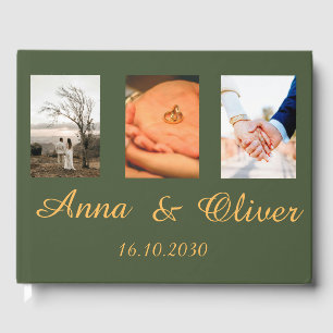 Livro De Visitas Guias de Casamento de Foto Manuscrito Moderno Eleg