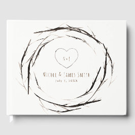 Livro De Visitas Guirlanda de Galhos Gravetos Rústicos Casamento