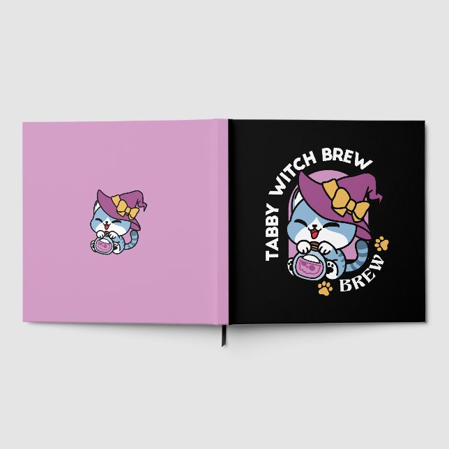 Livro De Visitas Halloween Tabby Cat – Witch Hat & Potion Art (Completo)