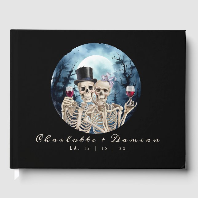 Livro De Visitas Hallowen Gothic Skulls Tarot O Casamento Dos Amant (Frente)