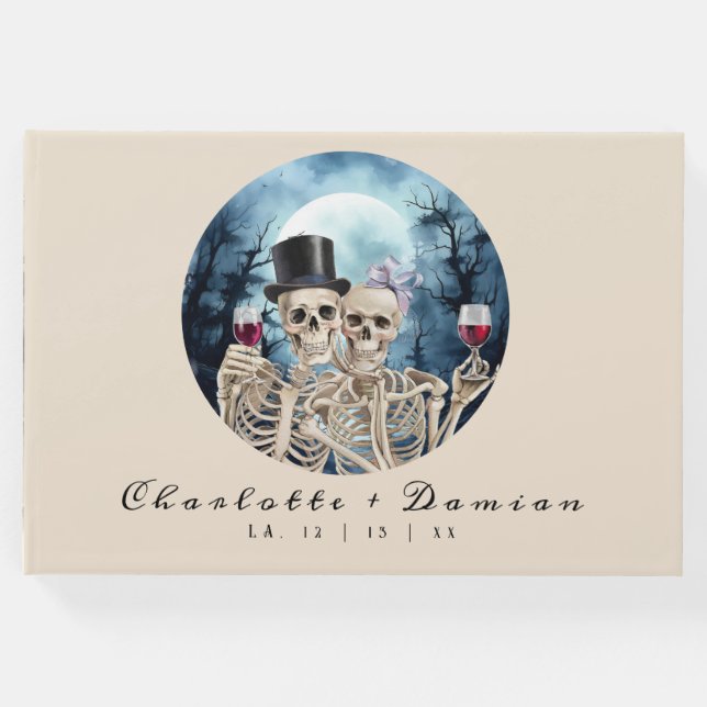 Livro De Visitas Hallowen Gothic Skulls Tarot O Casamento Dos Amant (Frente)