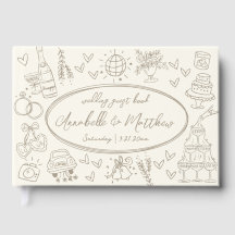 Hand Drawn Vintage Whimsical Wedding Guest Book