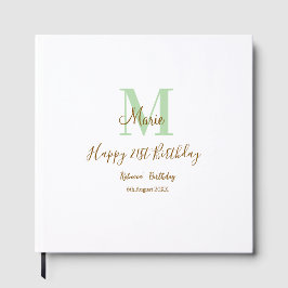 Livro De Visitas Happy 21st Birthday green add name monogram brown
