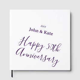 Livro De Visitas Happy 50th anniversary purple name year simple