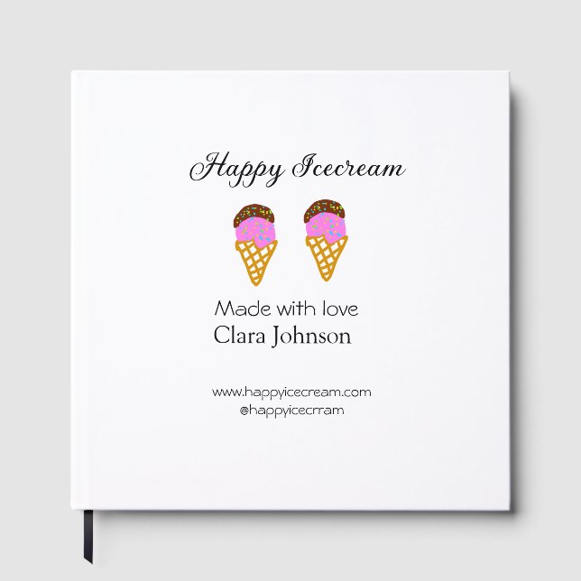 Livro De Visitas Happy Icecream add name website social media  (Frente)