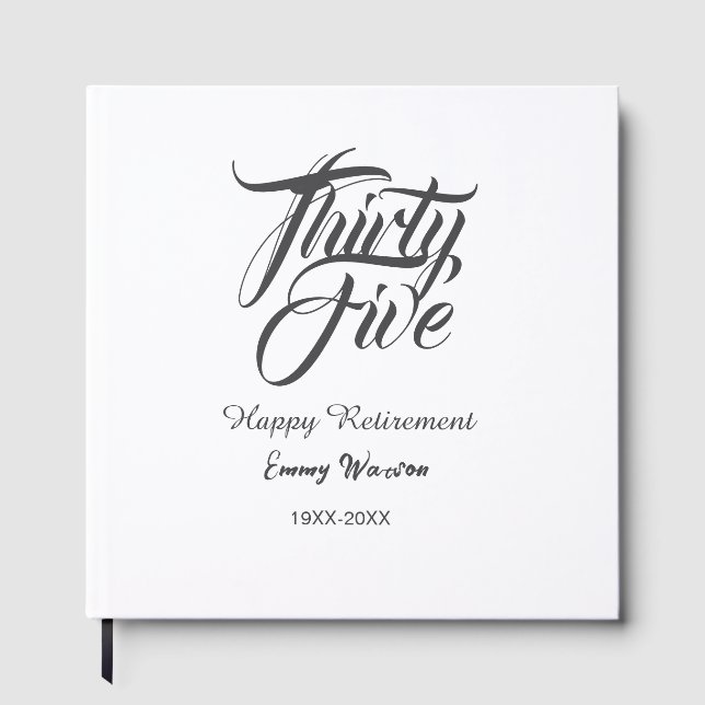 Livro De Visitas Happy retirement bold letter name year elegant sim (Frente)