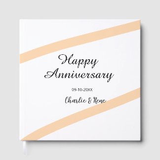 Livro De Visitas Happy wedding anniversary orange pastel lines name