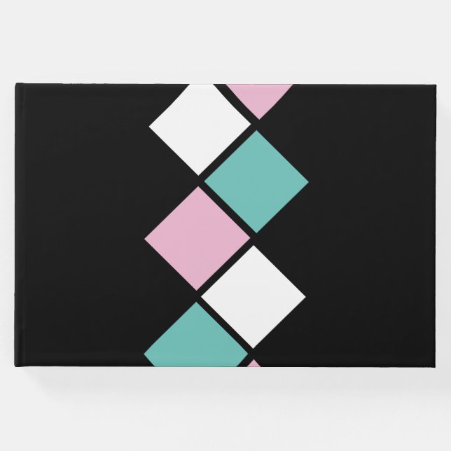 Livro De Visitas Harlequin Guest Book (preto, aqua e rosa) (Frente)