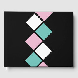 Livro De Visitas Harlequin Guest Book (preto, aqua e rosa)