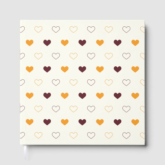 Livro De Visitas Heart Pattern with Orange & Brown Hearts (Frente)