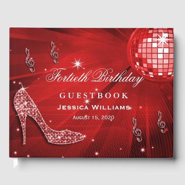 Livro De Visitas Heels Sparkly, Música, Disco Ball Party (Frente)