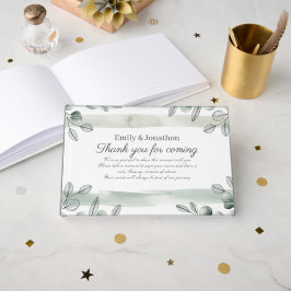 Livro De Visitas Heritage Modern Sage Verde Casamento Botânico