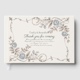 Livro De Visitas Heritage Victorian Botanical Powder Blue Taupe