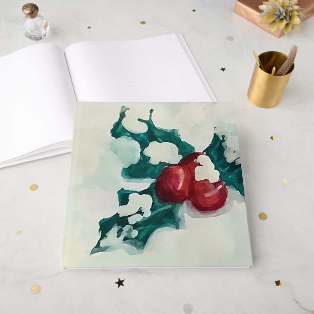 Livro De Visitas Holly na neve (Frente aberta)