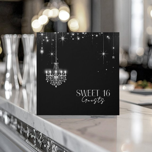 Livro De Visitas Hollywood B & W Chandeliers Sweet 16 ID1108 (Criador carregado)