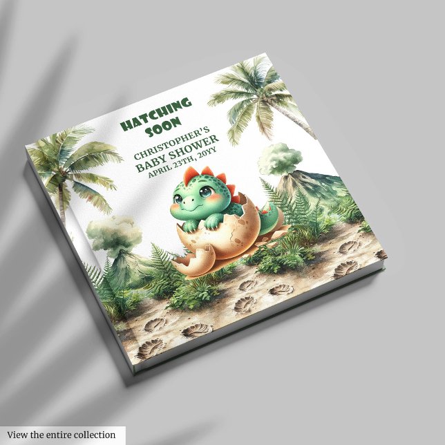 Livro De Visitas Homicídio Único Rapaz Dinossauro Bebê (Unique Hatching Soon Dinosaur Baby Boy Keepsake Guest Book)