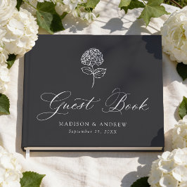 Livro De Visitas Hortênsia Carvão Clássico para Casamento