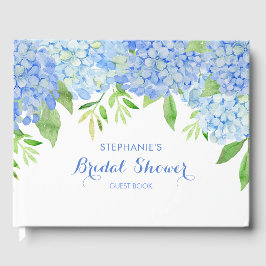 Livro De Visitas Hydrangeas Watercolor Chá de panela Azul