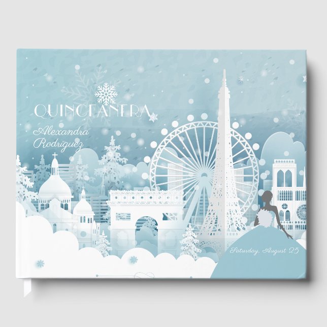 Livro De Visitas Ice Blue Winter em Paris (Frente)