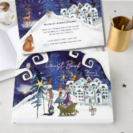 Livro De Visitas Ice Blue Winter Magic Baby Shower Guest Book