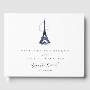 Livro De Visitas Ilustração de Casamento da Torre Eiffel Vintage El