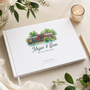 Livro De Visitas Ilustração de Casamento de Local com Aquarela Eleg