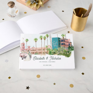 Livro De Visitas Ilustração de Casamento no Local do Retro Hotel Wa