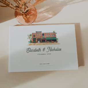 Livro De Visitas Ilustração de Local de Casamento em Aquarela Elega