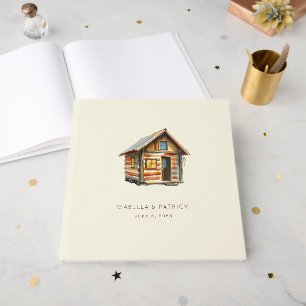 Livro De Visitas Ilustração em Aquarela de Cabana Rústica Aconchega