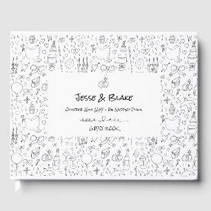Livro De Visitas Ilustrações de Dodle Casadas em Preto e Branco