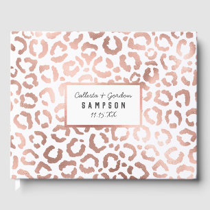 Livro De Visitas Impressão Animal Leopard Cheetah, Rosa Chic