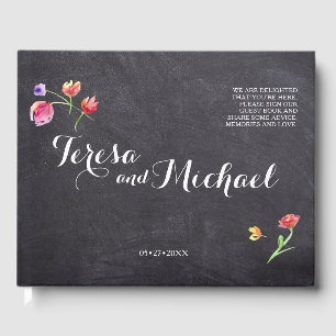 Livro De Visitas Impressão de Flores Aquáticas, Rústica