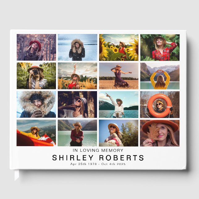 Livro De Visitas In Loving Memory 16 x Photo Collage Memorial (Frente)