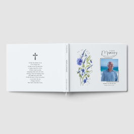 Livro De Visitas In Loving Memory Blue Floral Funeral Guest Book