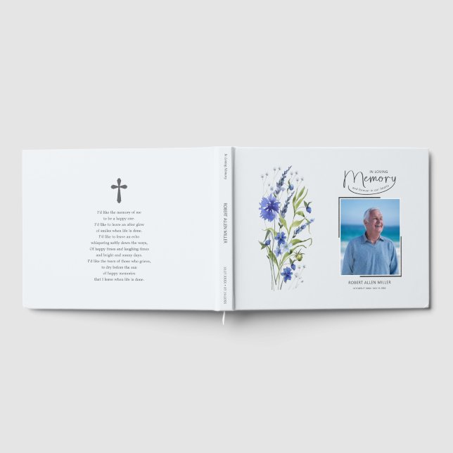 Livro De Visitas In Loving Memory Blue Floral Funeral Guest Book (Completo)
