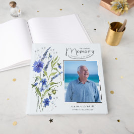 Livro De Visitas In Loving Memory Blue Floral Funeral Guest Book