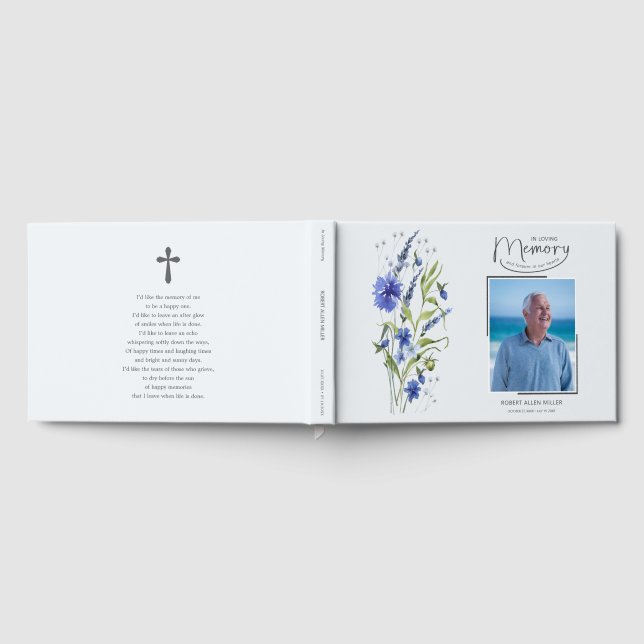 Livro De Visitas In Loving Memory Blue Floral Funeral Guest Book (Completo)