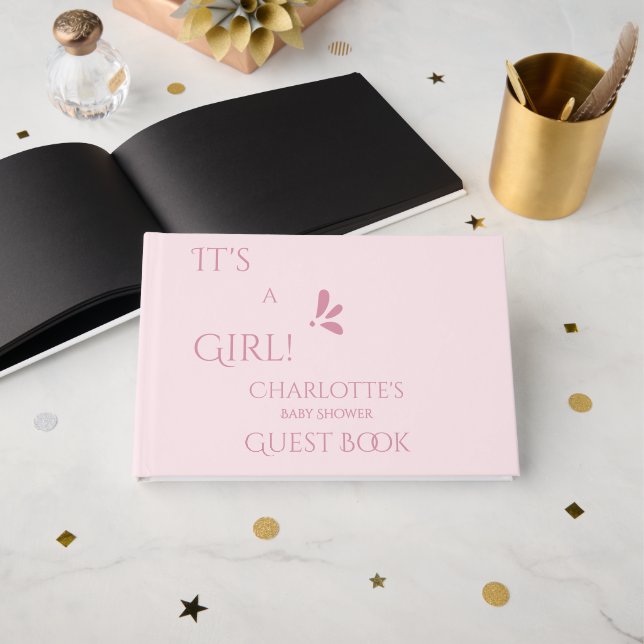 Livro De Visitas It's A Girl! Minimalism Pastel Pink Baby Shower (Frente aberta)