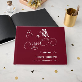Livro De Visitas It's A Girl Modern Minimal Butterfly Baby Shower