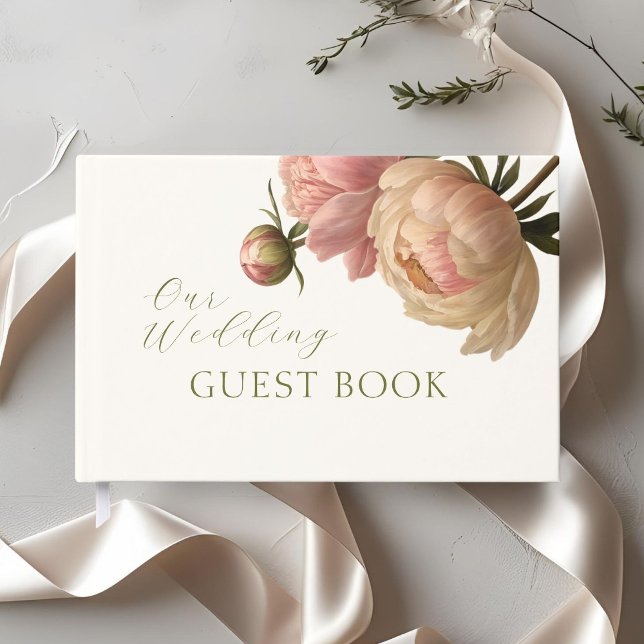 Livro De Visitas Ivory | Chic Blush Rose Wedding  (Criador carregado)