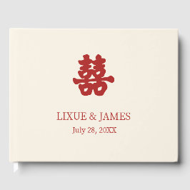 Livro De Visitas Ivory Double Feliz Caligrafia chinesa asiática