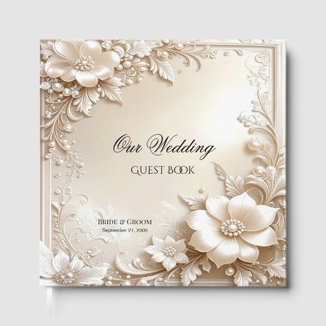 Livro De Visitas Ivory Flowers Guest Book (Frente)