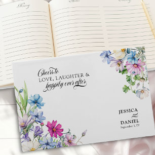 Livro De Visitas Jardim de Flor Selvagem Feliz Para Sempre Após Cas