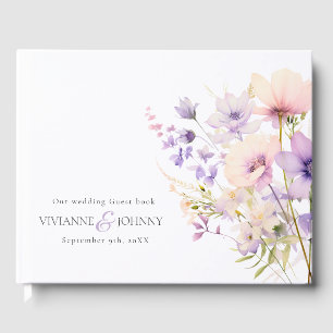 Livro De Visitas Jardim Flores Selvagens Casamento Roxo de Lavanda